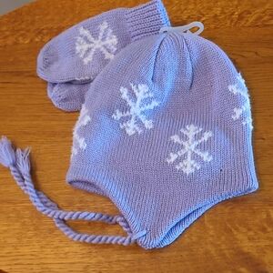 Toddler Purple Snowflake Hat and Mittens Set-NWOT